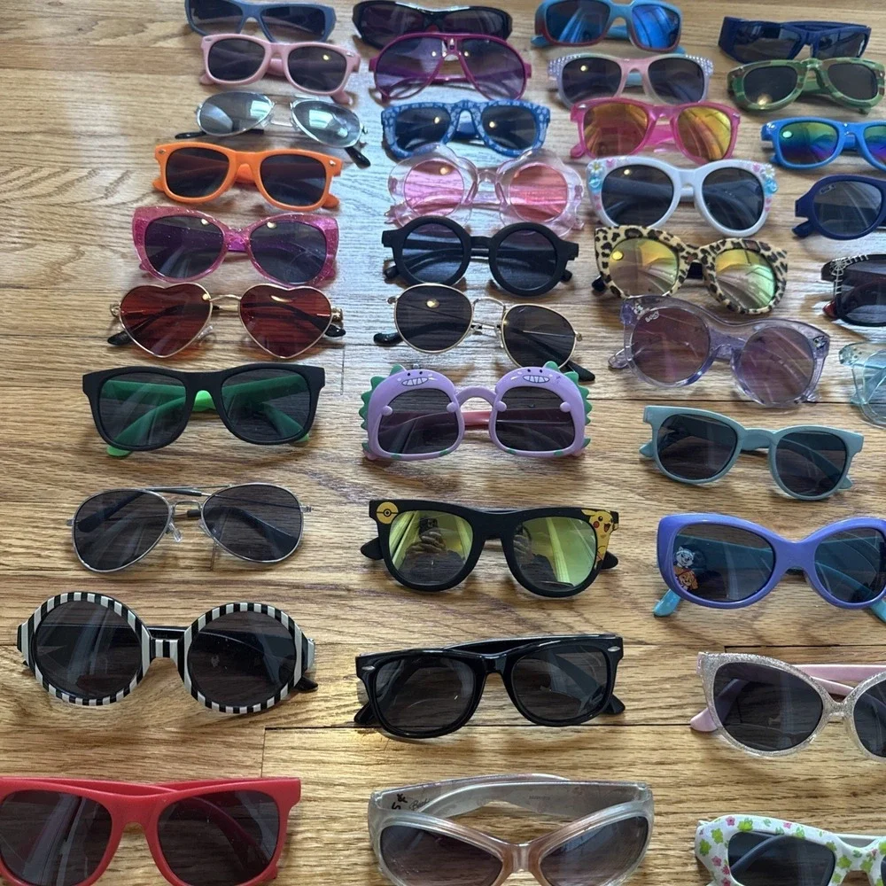 Lot Of 40 Mixed KIDS Sunglasses MultiColor & Styles: Wayfarer-Wrap-Round-Square